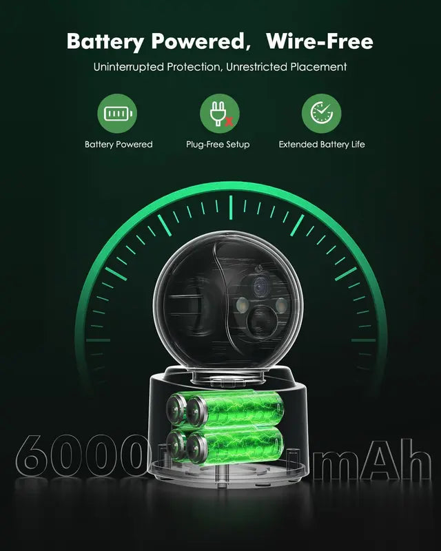 Wireless 2.5K 4MP Pan/Tilt Security Camera with Color Night Vision