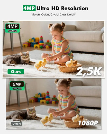 Wireless 2.5K 4MP Pan/Tilt Security Camera with Color Night Vision