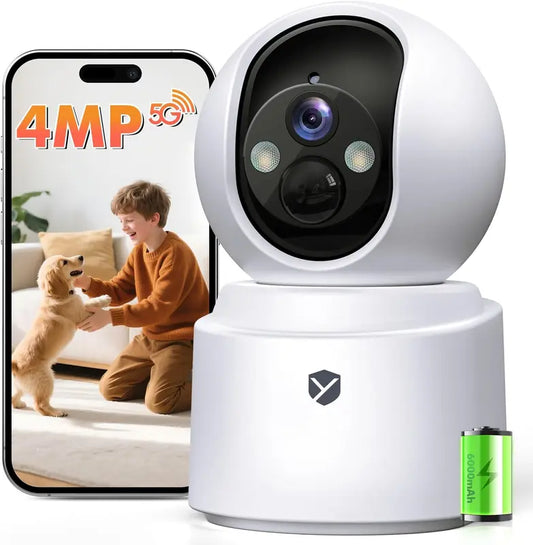 Wireless 2.5K 4MP Pan/Tilt Security Camera with Color Night Vision