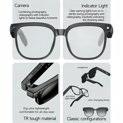 [ Factory price]4K Smart AI Camera Glasses with 8MP Photochromic Lenses & Real-Time Translation