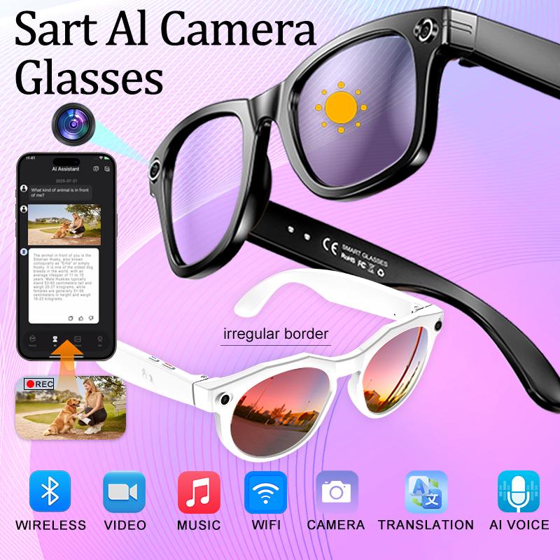 [ Factory price]4K Smart AI Camera Glasses with 8MP Photochromic Lenses & Real-Time Translation